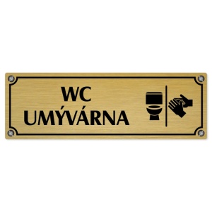 WC umývárna, 200x66mm, zlatá popiska s imitacemi šroubků