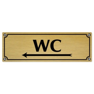 WC vlevo, 240x79mm, zlatá popiska s imitacemi šroubků