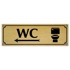 WC vlevo, 200x66mm, zlatá popiska s imitacemi šroubků