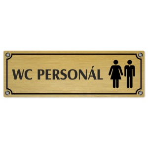 WC personál společné, 200x66mm, zlatá popiska s imitacemi šroubků