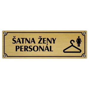 Šatna ženy personál, 240x79mm, zlatá popiska s imitacemi šroubků