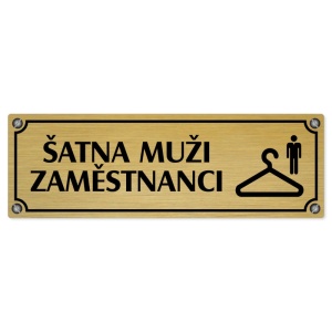 Šatna muži zaměstnanci, 240x79mm, zlatá popiska s imitacemi šroubků