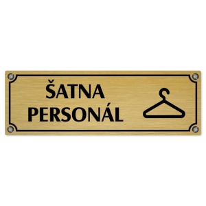 Šatna personál, 240x79mm, zlatá popiska s imitacemi šroubků