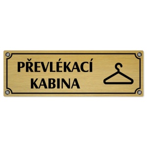 Převlékací kabina, 240x79mm, zlatá popiska s imitacemi šroubků