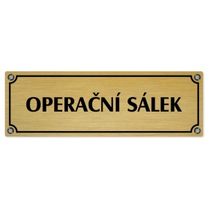 Operační sálek, 240x79mm, zlatá popiska s imitacemi šroubků