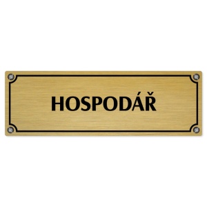 Hospodář, 200x66mm, zlatá popiska s imitacemi šroubků