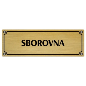 Sborovna, 200x66mm, zlatá popiska s imitacemi šroubků