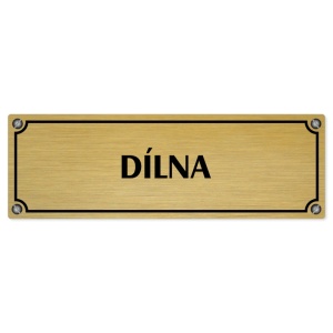 Dílna, 200x66mm, zlatá popiska s imitacemi šroubků