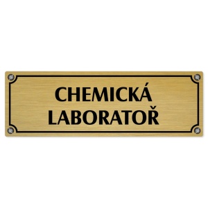 Chemická laboratoř, 240x79mm, zlatá popiska s imitacemi šroubků