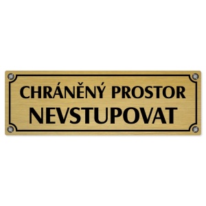 Chráněný prostor, 200x66mm, zlatá popiska s imitacemi šroubků