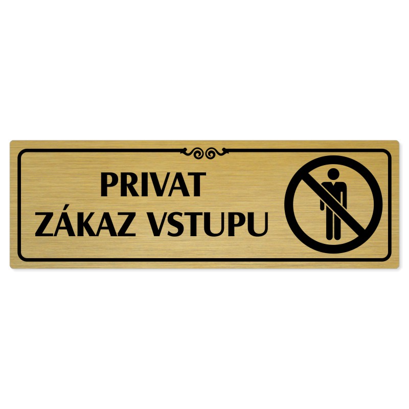 Privat, 200x66mm, zlatá popiska s ozdobou uprostřed