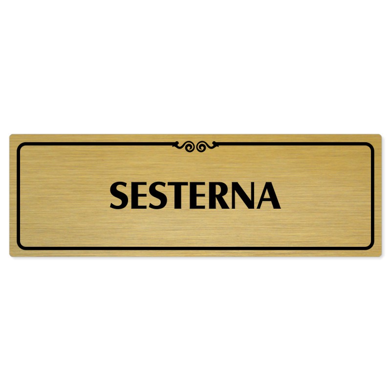 Sesterna, 200x66mm, zlatá popiska s ozdobou uprostřed