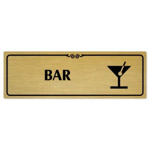 Bar, 200x66mm, zlatá popiska s ozdobou uprostřed