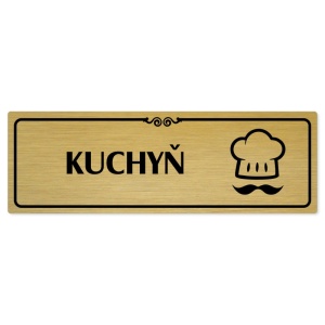 Kuchyň, 240x79mm, zlatá popiska s ozdobou uprostřed