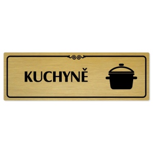 Kuchyně, 200x66mm, zlatá popiska s ozdobou uprostřed