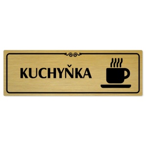 Kuchyňka, 240x79mm, zlatá popiska s ozdobou uprostřed