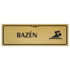 Bazén, 200x66mm, zlatá popiska s ozdobou uprostřed
