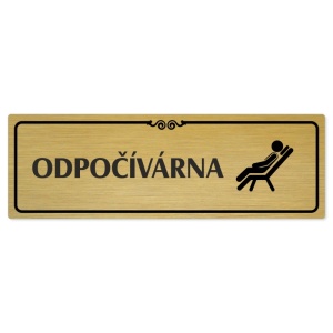 Odpočívárna, 240x79mm, zlatá popiska s ozdobou uprostřed