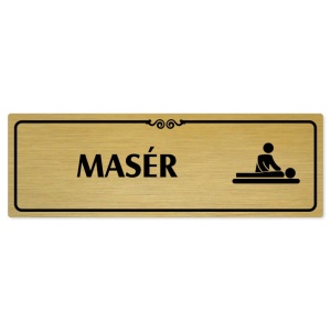 Masér, 240x79mm, zlatá popiska s ozdobou uprostřed