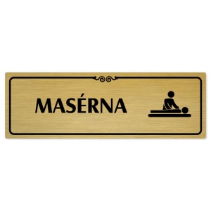Masérna, 240x79mm, zlatá popiska s ozdobou uprostřed