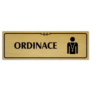 Ordinace, 240x79mm, zlatá popiska s ozdobou uprostřed