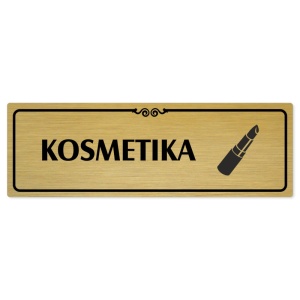 Kosmetika, 240x79mm, zlatá popiska s ozdobou uprostřed