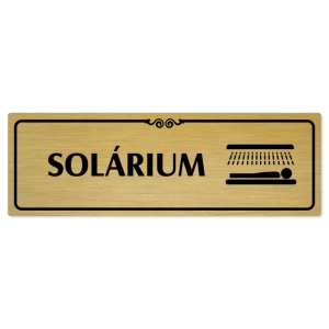 Solárium, 240x79mm, zlatá popiska s ozdobou uprostřed