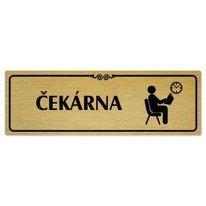 Čekárna, 200x66mm, zlatá popiska s ozdobou uprostřed