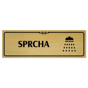 Sprcha, 240x79mm, zlatá popiska s ozdobou uprostřed
