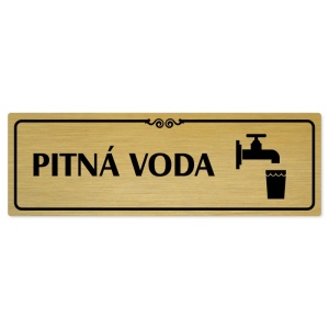 Pitná voda, 200x66mm, zlatá popiska s ozdobou uprostřed