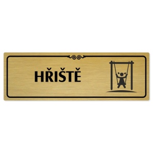 Hřiště, 240x79mm, zlatá popiska s ozdobou uprostřed