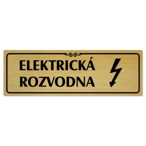 Elektrická rozvodna, 240x79mm, zlatá popiska s ozdobou uprostřed