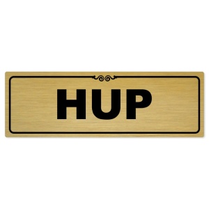 Hup, 240x79mm, zlatá popiska s ozdobou uprostřed