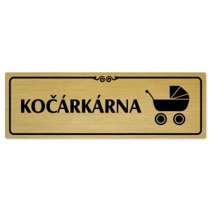 Kočárkárna, 200x66mm, zlatá popiska s ozdobou uprostřed