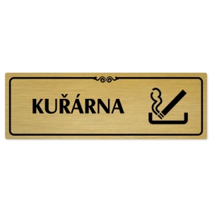 Kuřárna, 240x79mm, zlatá popiska s ozdobou uprostřed