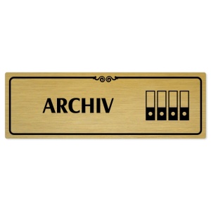 Archiv, 240x79mm, zlatá popiska s ozdobou uprostřed