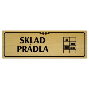 Sklad prádla, 200x66mm, zlatá popiska s ozdobou uprostřed