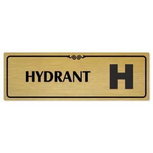 Hydrant, 240x79mm, zlatá popiska s ozdobou uprostřed
