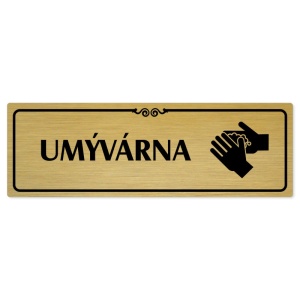 Umývárna, 240x79mm, zlatá popiska s ozdobou uprostřed
