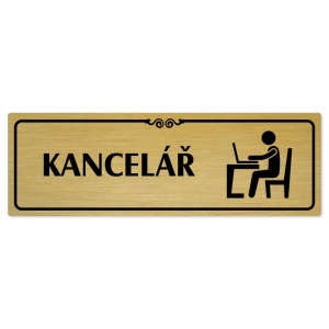 Kancelář, 240x79mm, zlatá popiska s ozdobou uprostřed