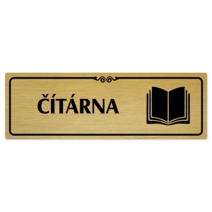 Čítárna, 240x79mm, zlatá popiska s ozdobou uprostřed