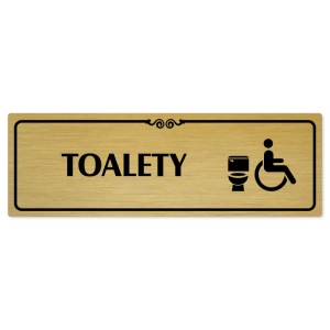 Toalety invalida, 240x79mm, zlatá popiska s ozdobou uprostřed