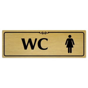 WC ženy, 240x79mm, zlatá popiska s ozdobou uprostřed