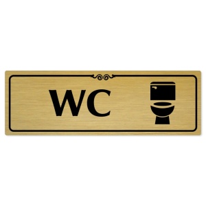 WC, 240x79mm, zlatá popiska s ozdobou uprostřed