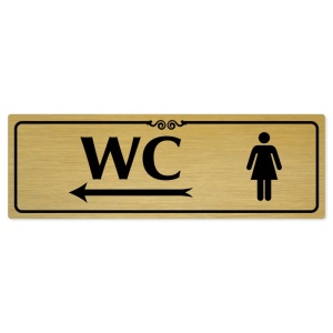 WC ženy vlevo, 240x79mm, zlatá popiska s ozdobou uprostřed