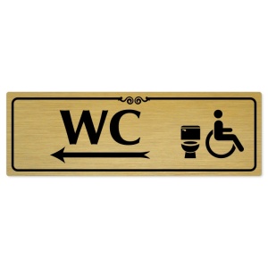 WC invalida vlevo, 240x79mm, zlatá popiska s ozdobou uprostřed
