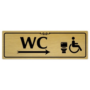 WC invalida vpravo, 240x79mm, zlatá popiska s ozdobou uprostřed