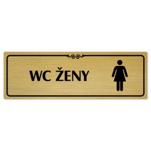 WC ženy, 200x66mm, zlatá popiska s ozdobou uprostřed