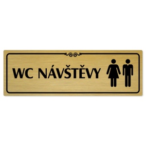 WC návštěvy společné, 240x79mm, zlatá popiska s ozdobou uprostřed