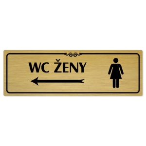 WC ženy vlevo, 240x79mm, zlatá popiska s ozdobou uprostřed